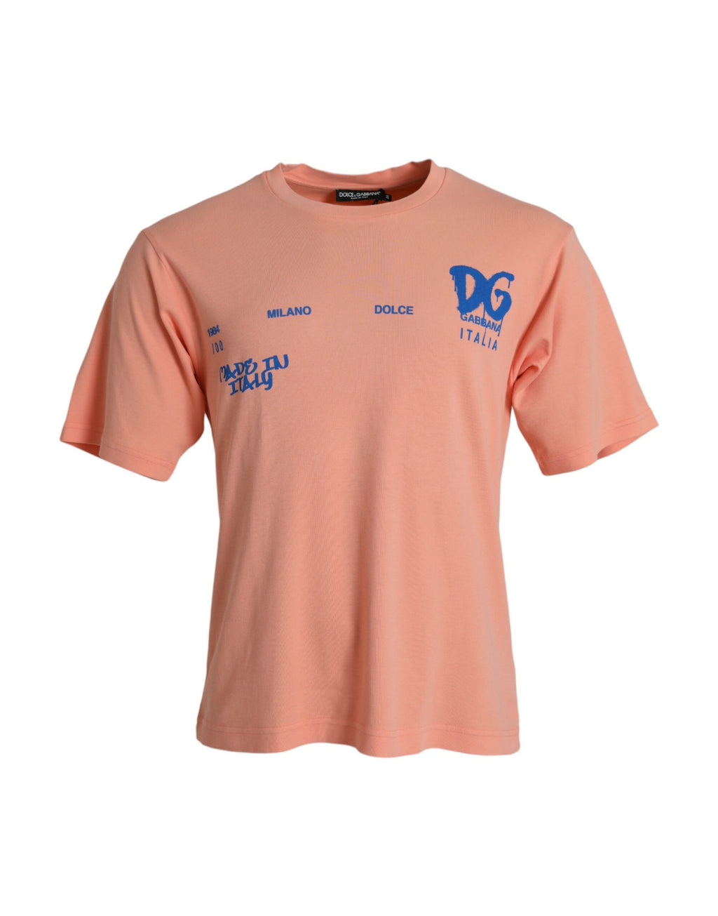 Dolce &amp; Gabbana – Korallenfarbenes, kurzärmliges T-Shirt aus Baumwolle mit Logo-Print