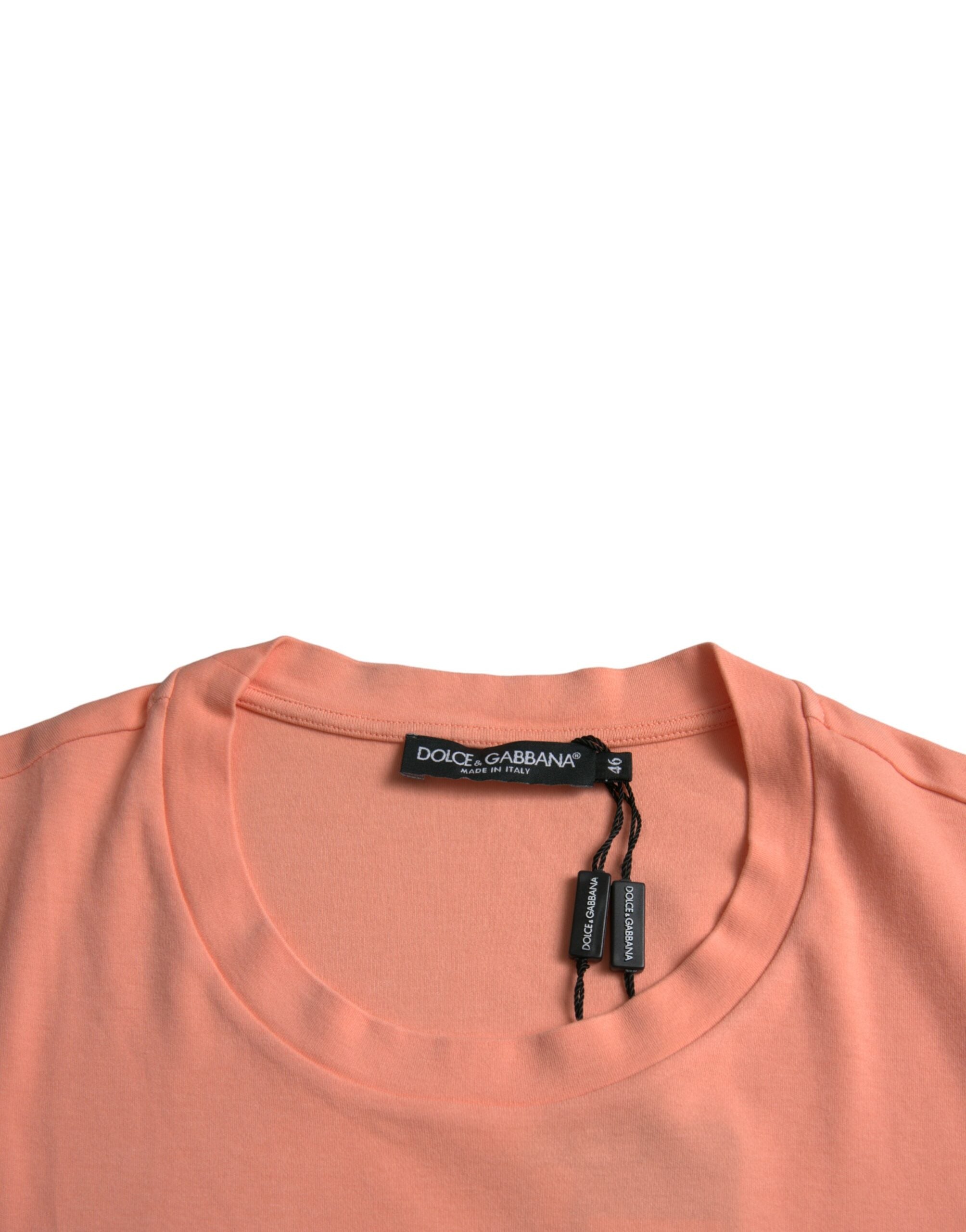 Dolce &amp; Gabbana – Korallenfarbenes, kurzärmliges T-Shirt aus Baumwolle mit Logo-Print