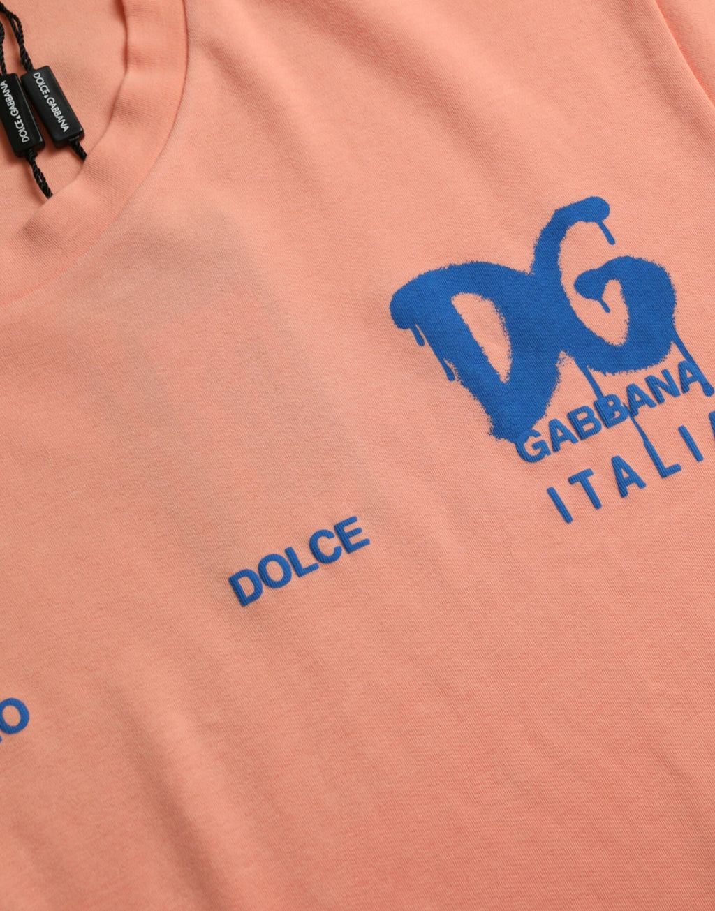 Dolce &amp; Gabbana – Korallenfarbenes, kurzärmliges T-Shirt aus Baumwolle mit Logo-Print