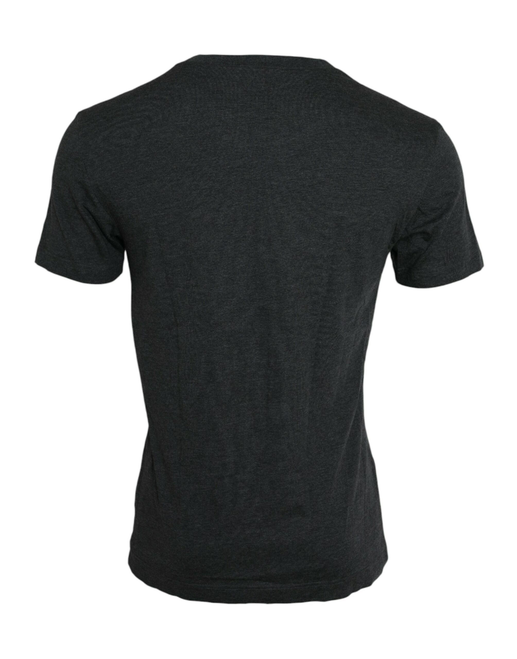 Dolce &amp; Gabbana – Graues T-Shirt mit Rundhalsausschnitt und kurzen Ärmeln und Logodruck
