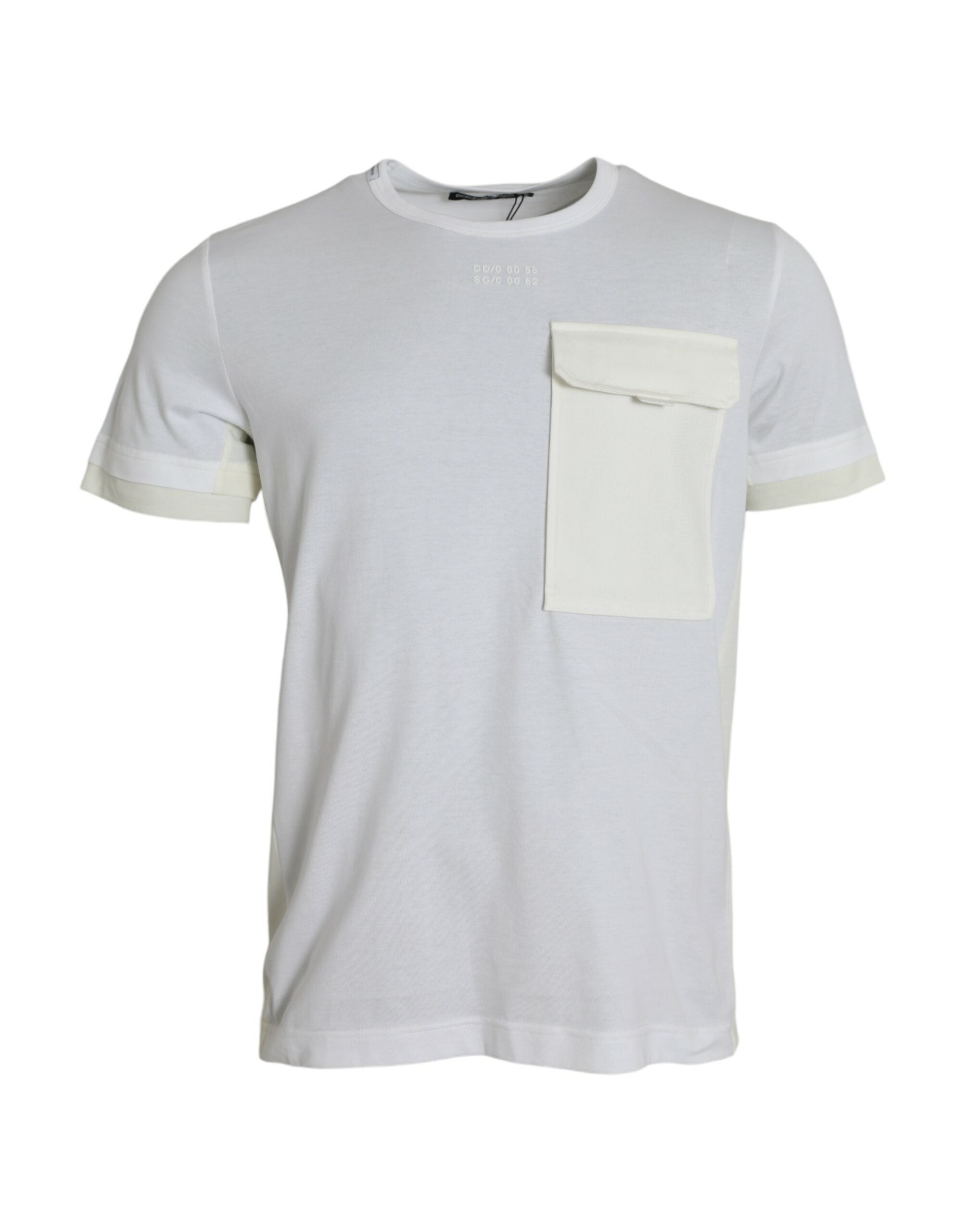 Dolce &amp; Gabbana – Weißes T-Shirt mit kurzen Ärmeln aus Baumwolle mit Tasche