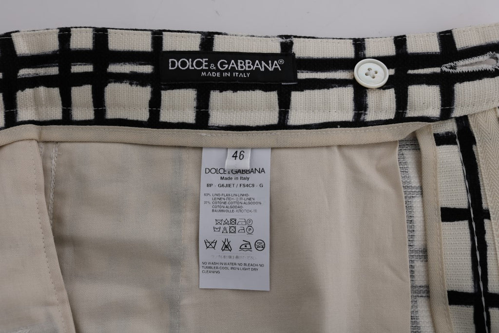 Dolce &amp; Gabbana Elegante gestreifte Shorts aus Baumwoll-Leinen