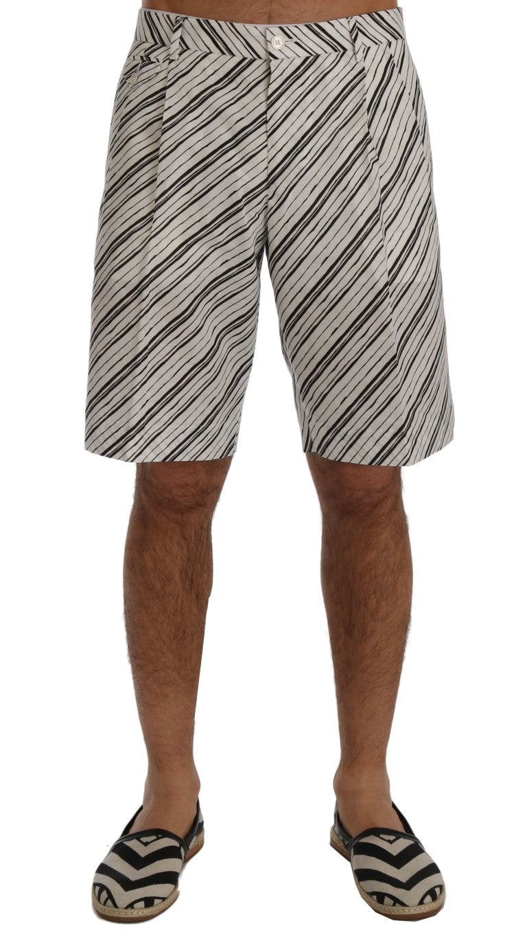 Dolce &amp; Gabbana Elegante gestreifte Shorts aus Baumwoll-Leinen