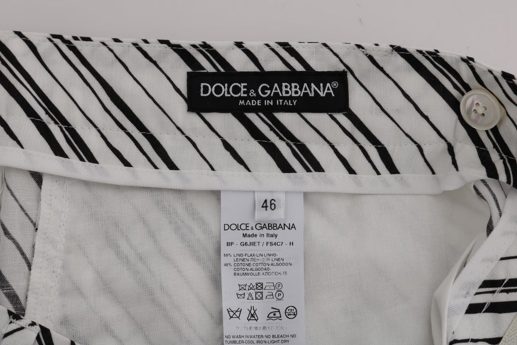 Dolce &amp; Gabbana Elegante gestreifte Shorts aus Baumwoll-Leinen