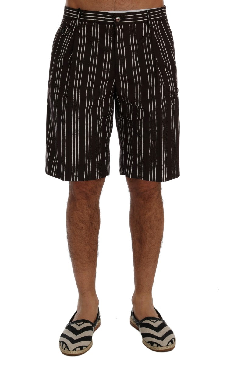 Dolce &amp; Gabbana Bordeaux gestreifte Kniehohe Shorts aus Baumwolle