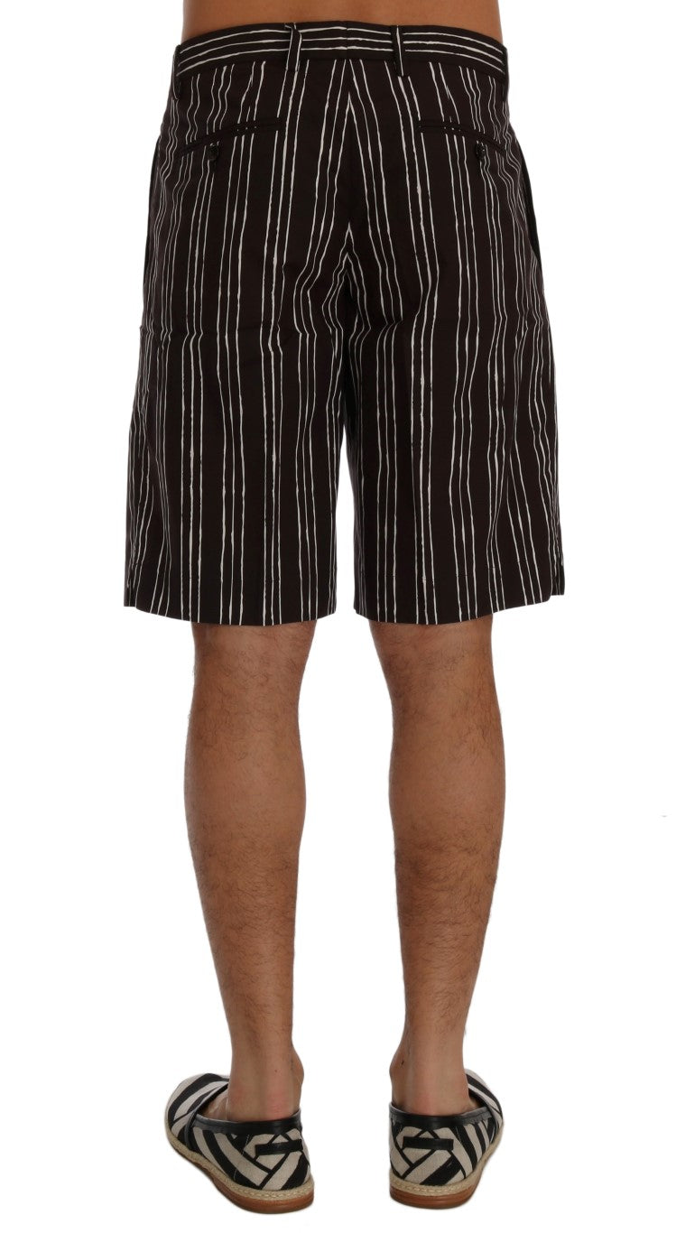 Dolce &amp; Gabbana Bordeaux gestreifte Kniehohe Shorts aus Baumwolle