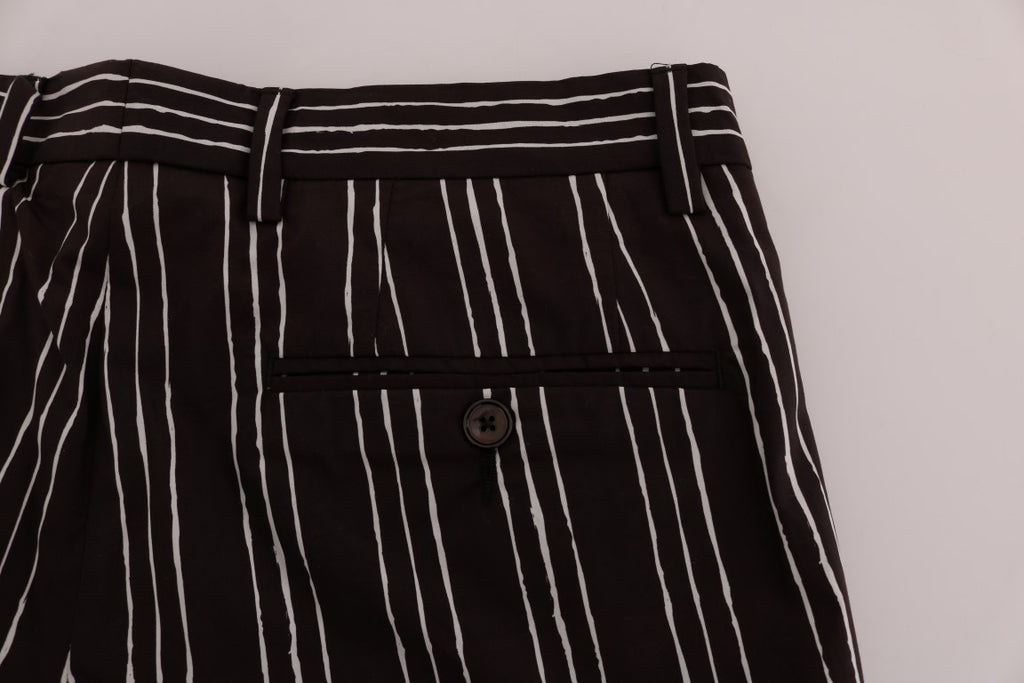 Dolce &amp; Gabbana Bordeaux gestreifte Kniehohe Shorts aus Baumwolle