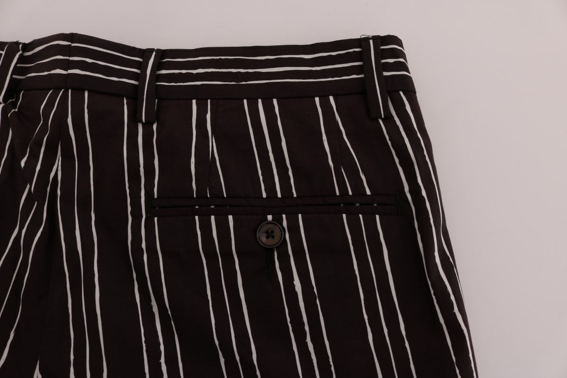 Dolce &amp; Gabbana Bordeaux gestreifte Kniehohe Shorts aus Baumwolle
