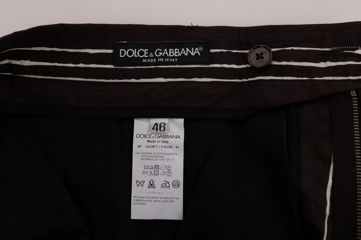 Dolce &amp; Gabbana Bordeaux gestreifte Kniehohe Shorts aus Baumwolle