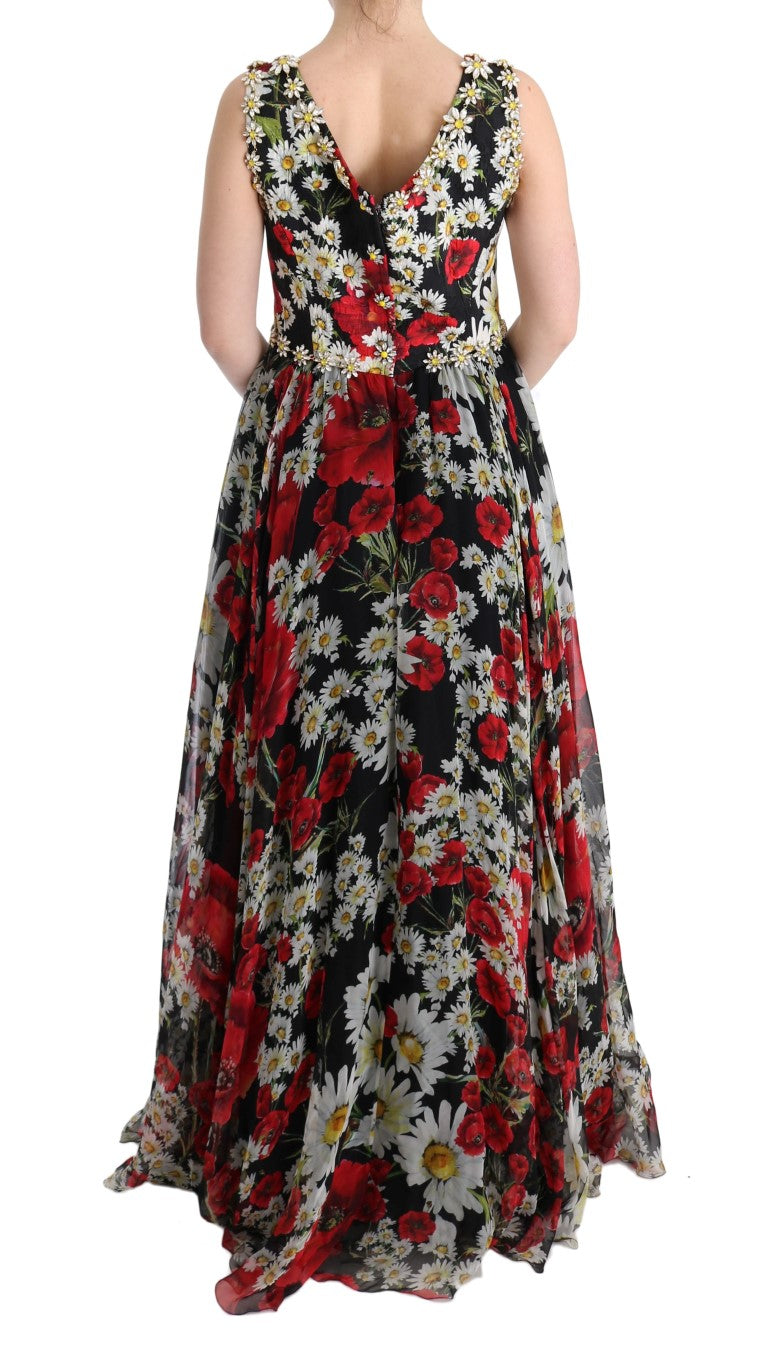 Dolce &amp; Gabbana – Maxikleid mit Blumenmuster, Sonnenblumenprint und Kristallen