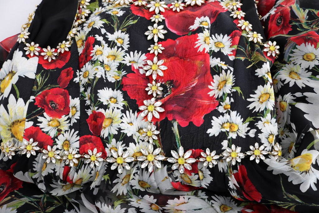 Dolce &amp; Gabbana – Maxikleid mit Blumenmuster, Sonnenblumenprint und Kristallen
