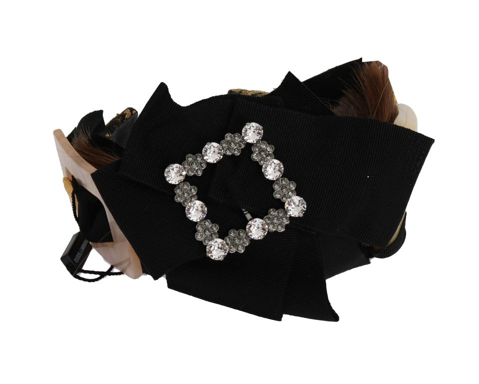 Dolce &amp; Gabbana – Goldbraunes Diadem-Stirnband mit Kristallen