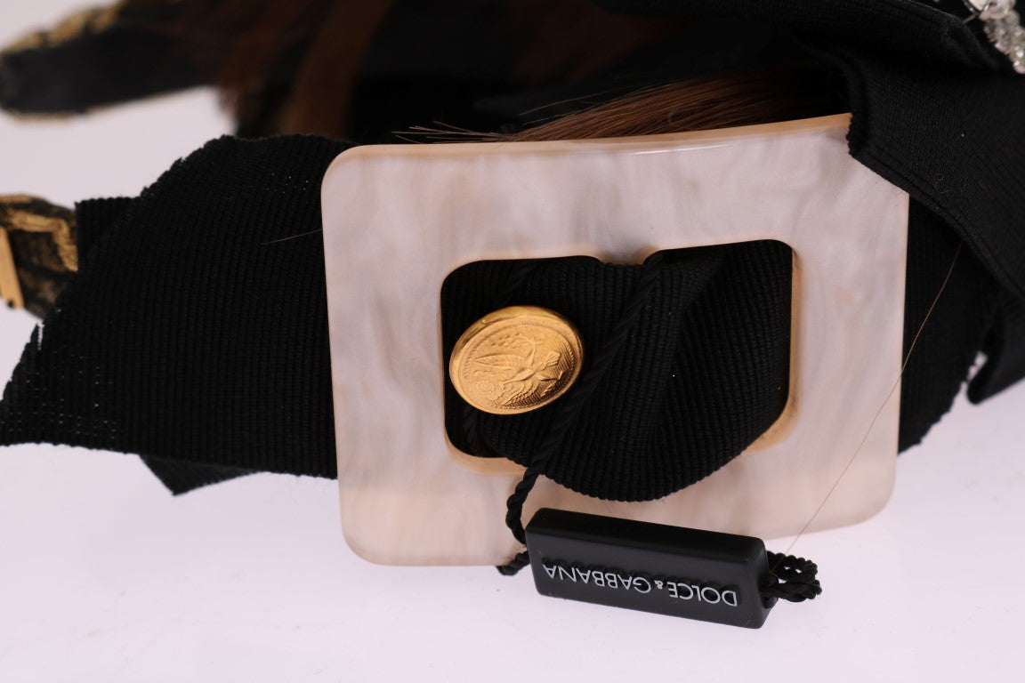 Dolce &amp; Gabbana – Goldbraunes Diadem-Stirnband mit Kristallen
