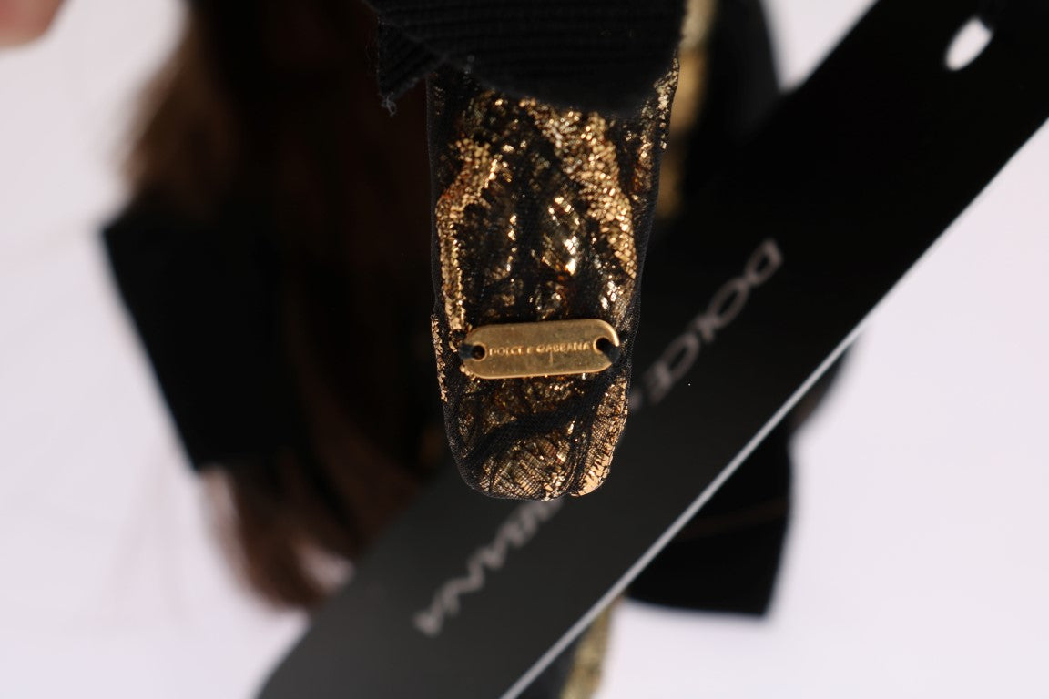 Dolce &amp; Gabbana – Goldbraunes Diadem-Stirnband mit Kristallen