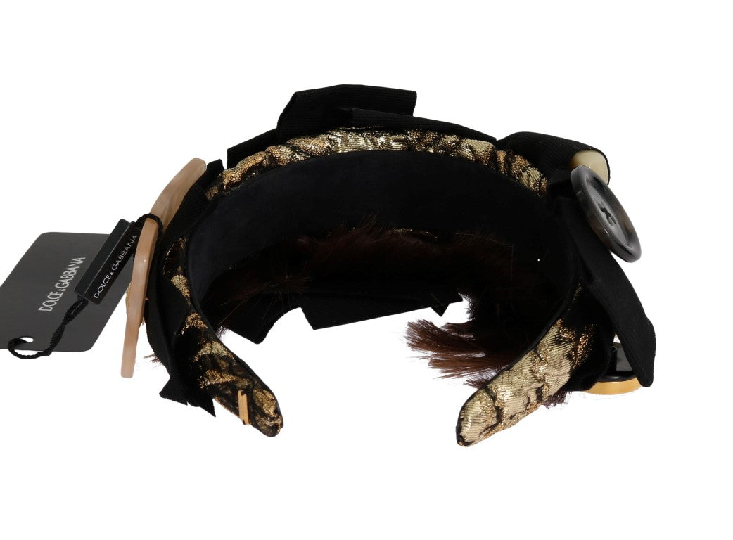 Dolce &amp; Gabbana – Goldbraunes Diadem-Stirnband mit Kristallen