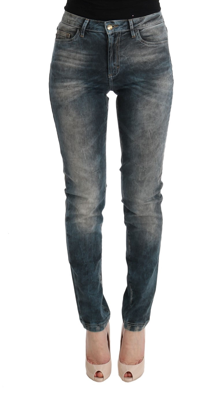 Cavalli Chic Slim Fit Jeans in verwaschenem Blau