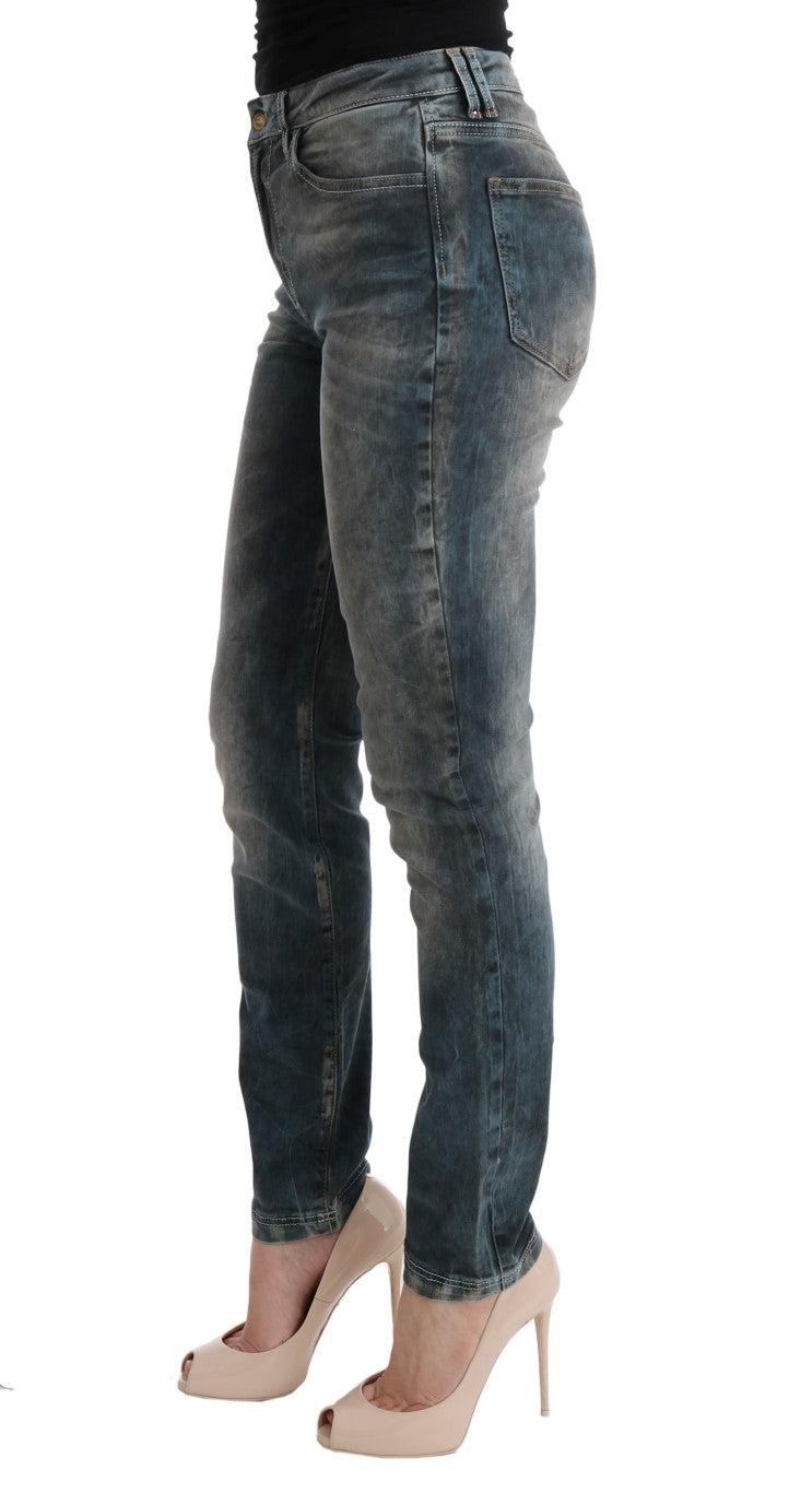 Cavalli Chic Slim Fit Jeans in verwaschenem Blau