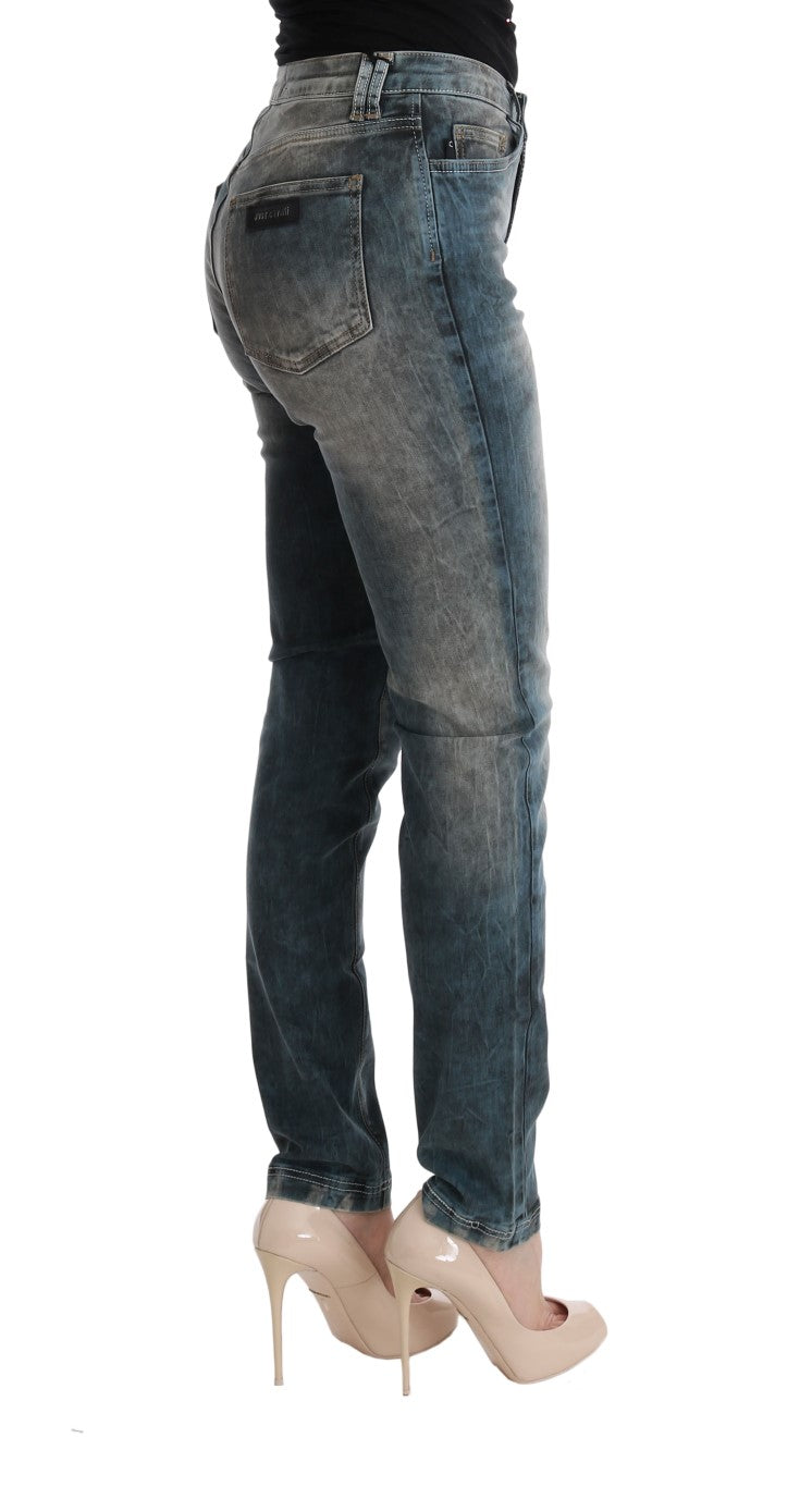 Cavalli Chic Slim Fit Jeans in verwaschenem Blau