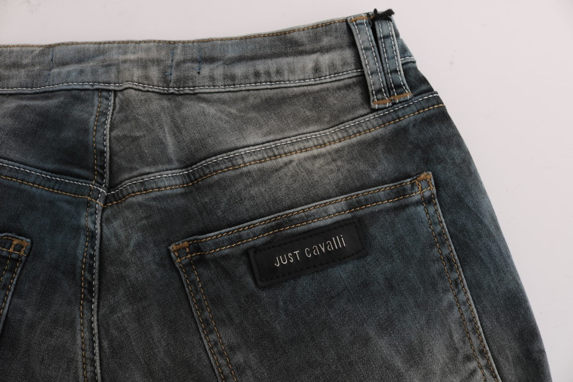 Cavalli Chic Slim Fit Jeans in verwaschenem Blau