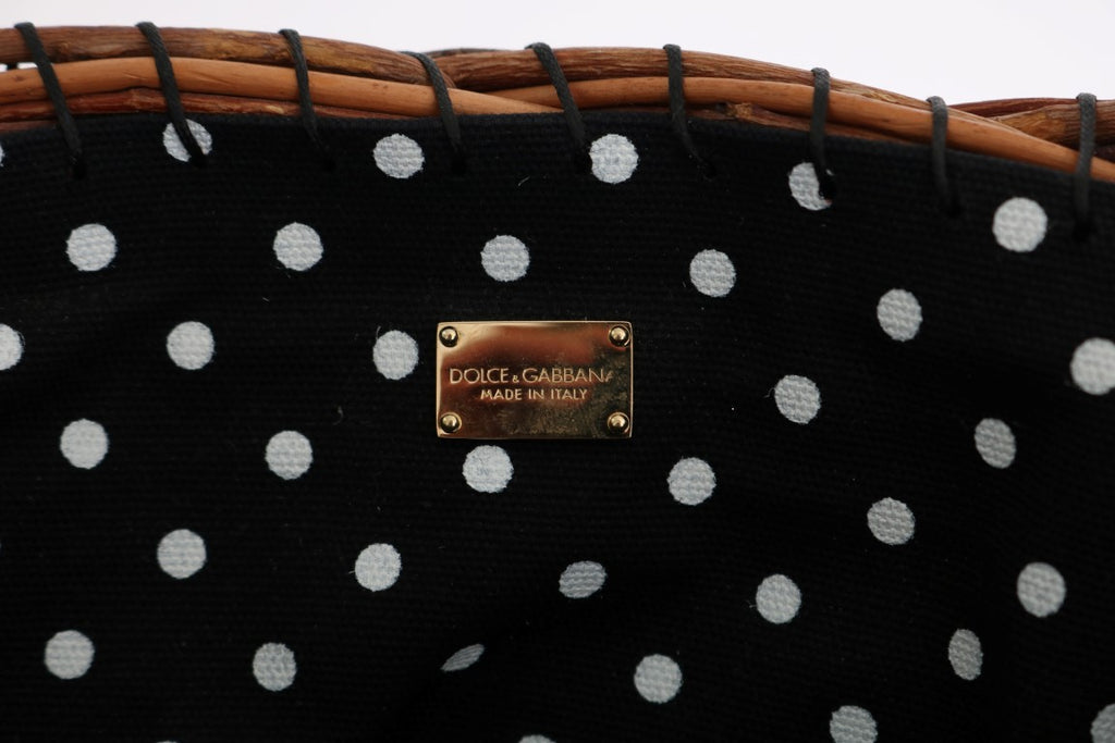 Dolce &amp; Gabbana – Schicke Beuteltasche aus Stroh in Schlangenleder in Beige und Schwarz