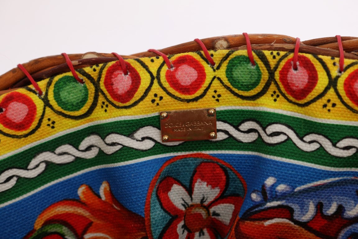 Dolce &amp; Gabbana – Elegante Tote aus Stroh und exotischen Häuten in Beige mit Bommeln