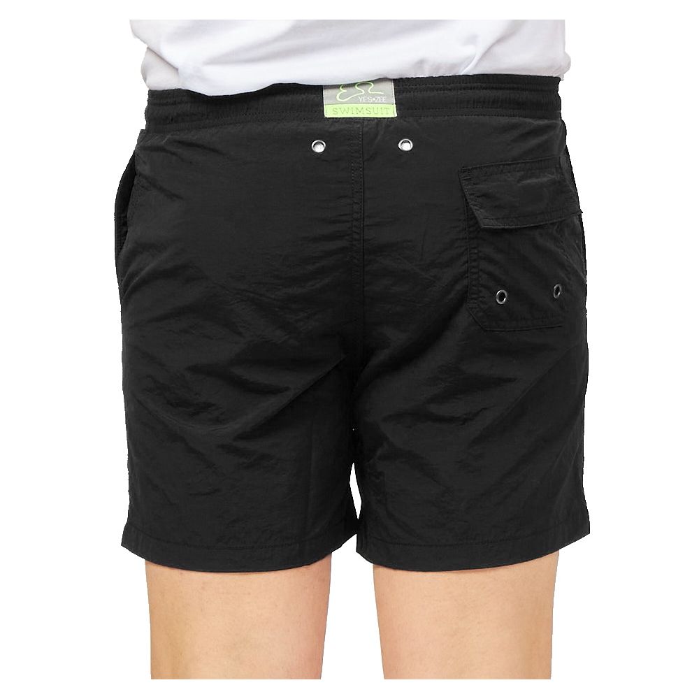Yes Zee Black Polyester Men's Swimwear Trunks