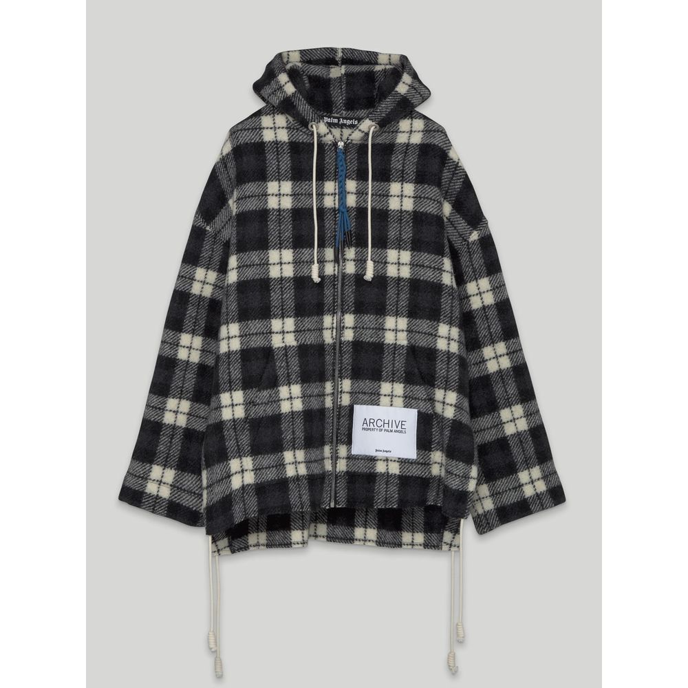 Palm Angels Black Cashmere Men's Sweater with Checked Pattern