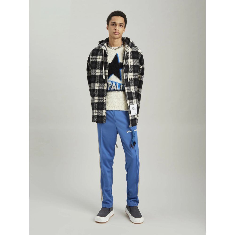 Palm Angels Black Cashmere Men's Sweater with Checked Pattern
