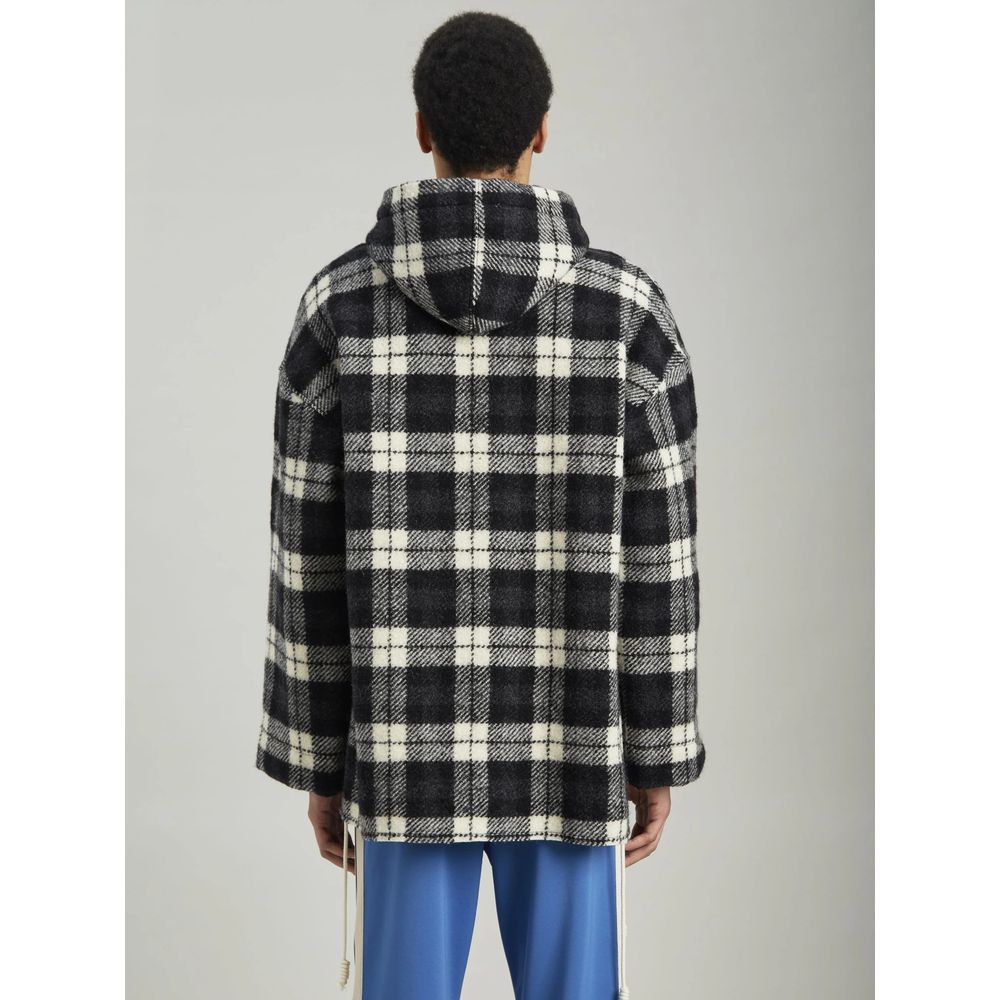 Palm Angels Black Cashmere Men's Sweater with Checked Pattern