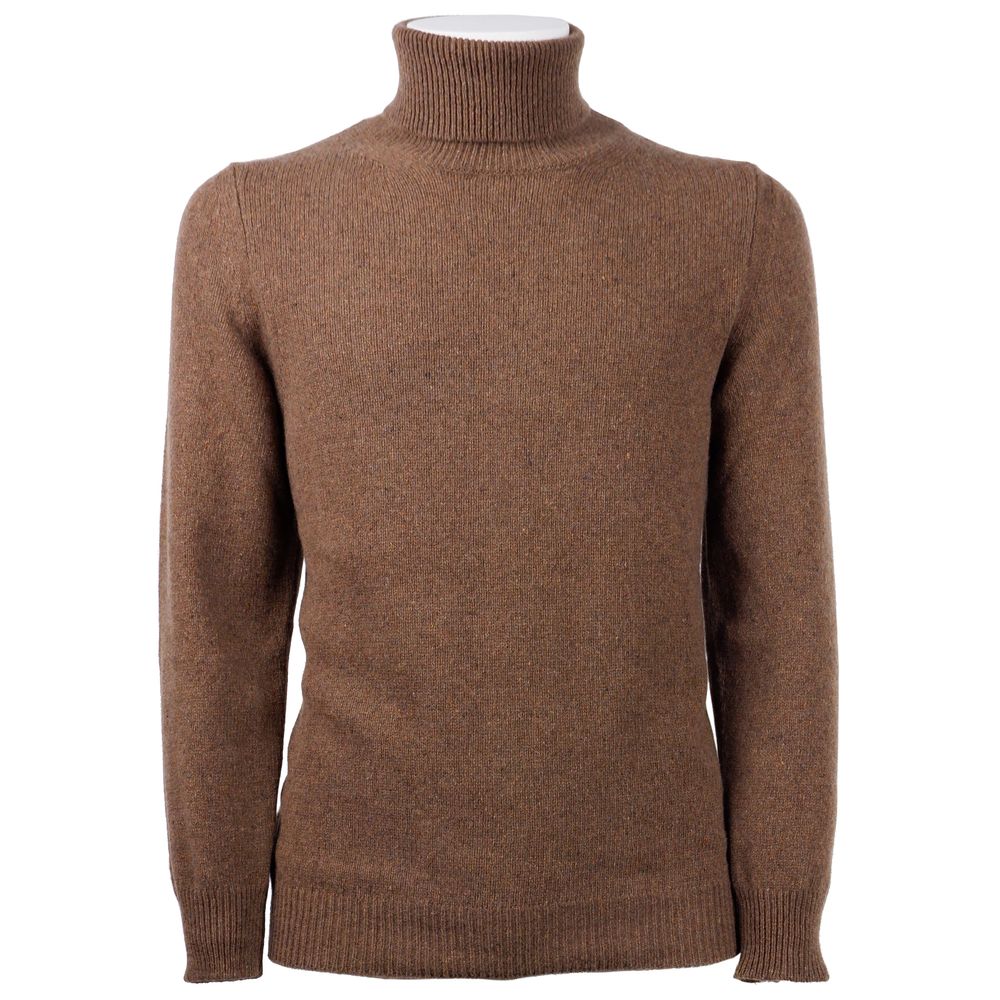 Emilio Romanelli Brown Cashmere Men's Turtleneck Sweater