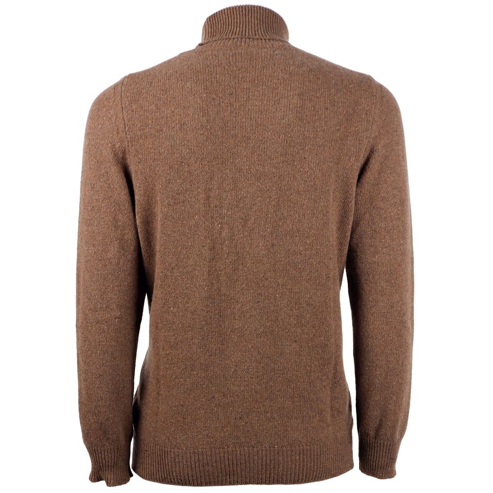 Emilio Romanelli Brown Cashmere Men's Turtleneck Sweater