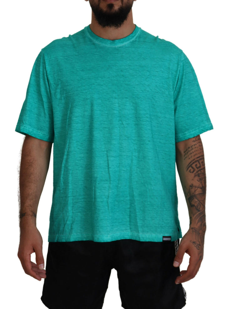 Dsquared² Hellgrünes Kurzarm-T-Shirt aus Baumwollleinen
