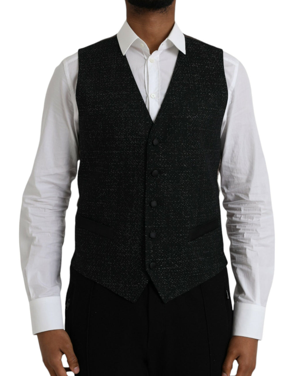 Dolce &amp; Gabbana Schwarz Braun Seidenweste Kleid Formale Weste
