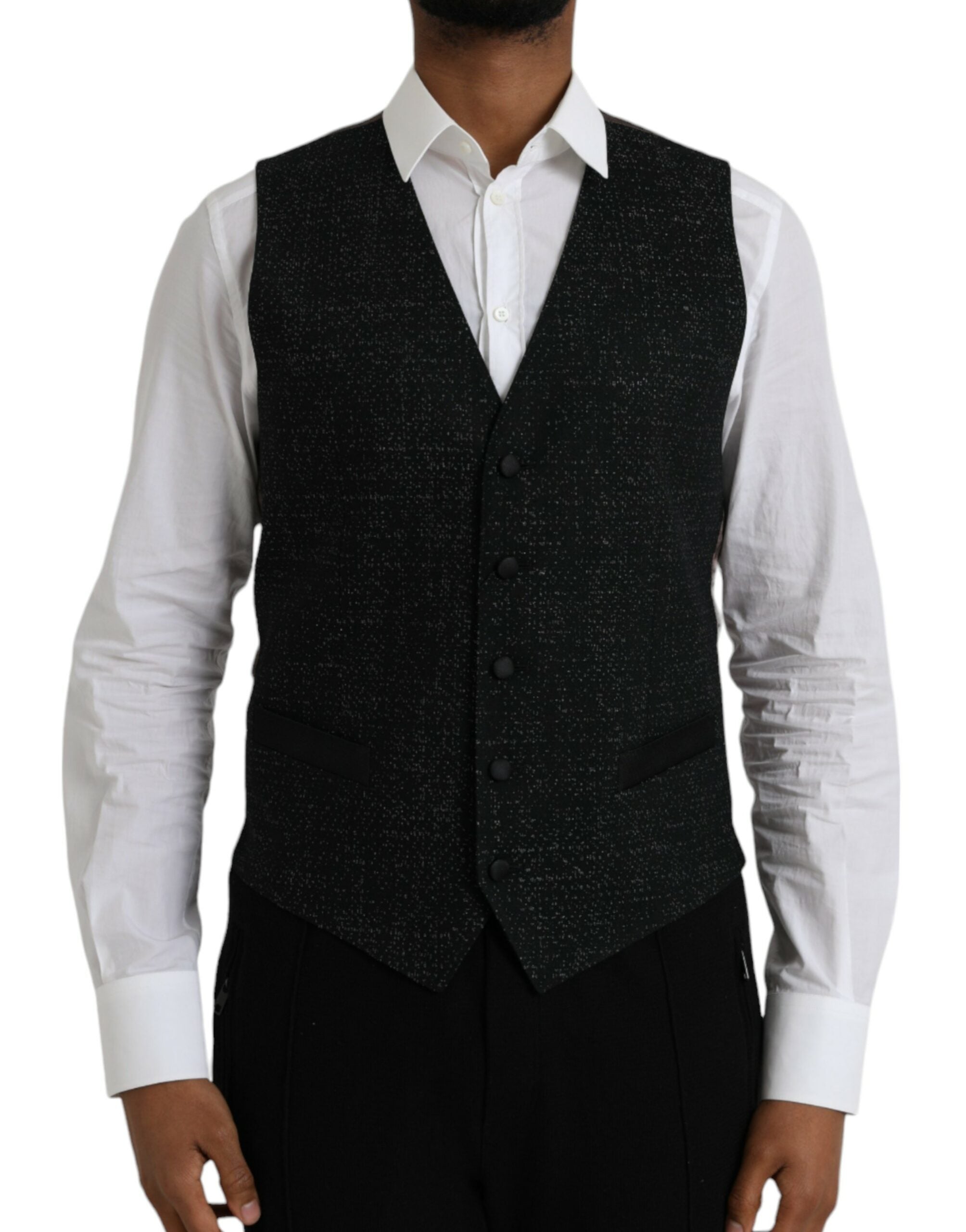 Dolce &amp; Gabbana Schwarz Braun Seidenweste Kleid Formale Weste