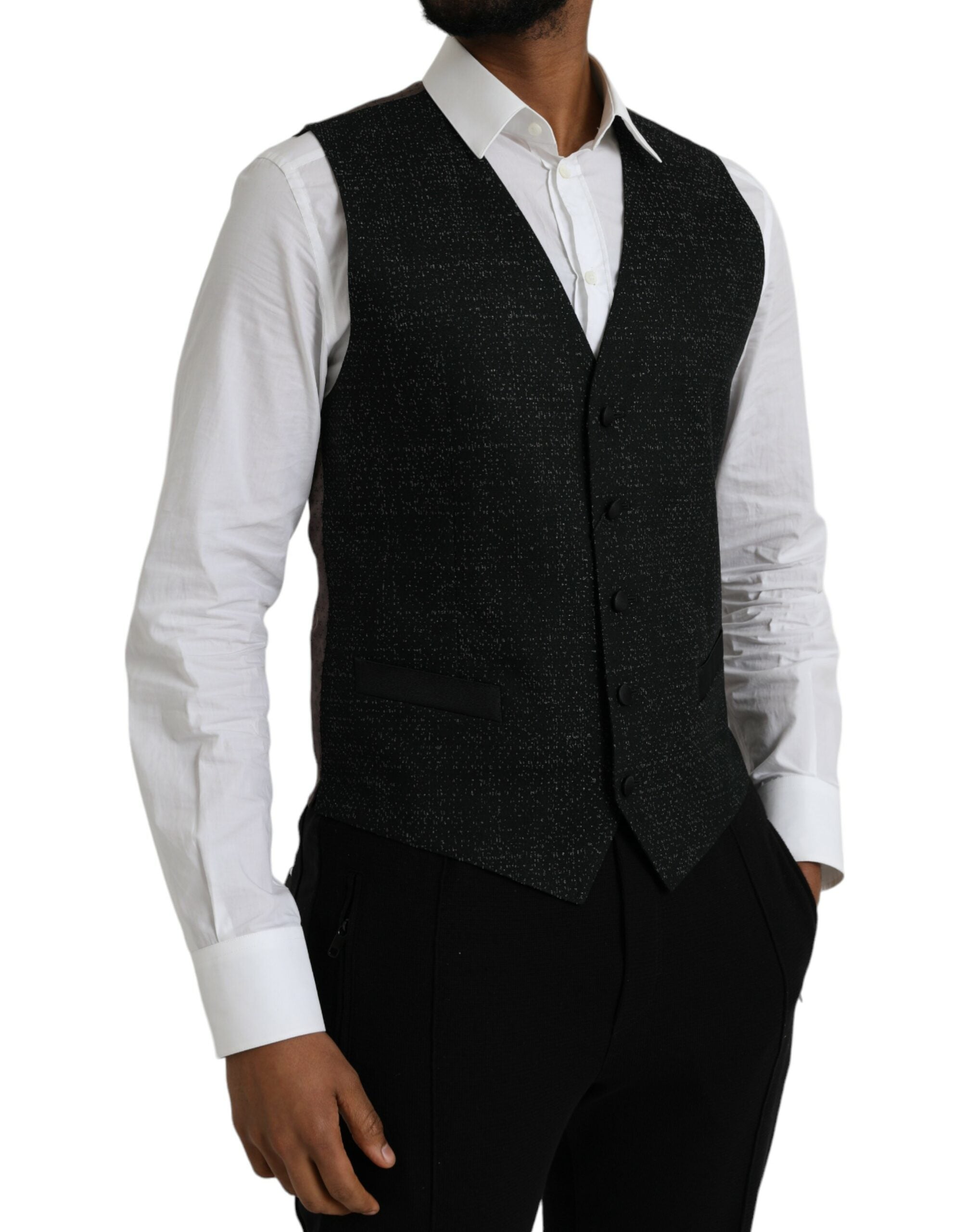 Dolce &amp; Gabbana Schwarz Braun Seidenweste Kleid Formale Weste