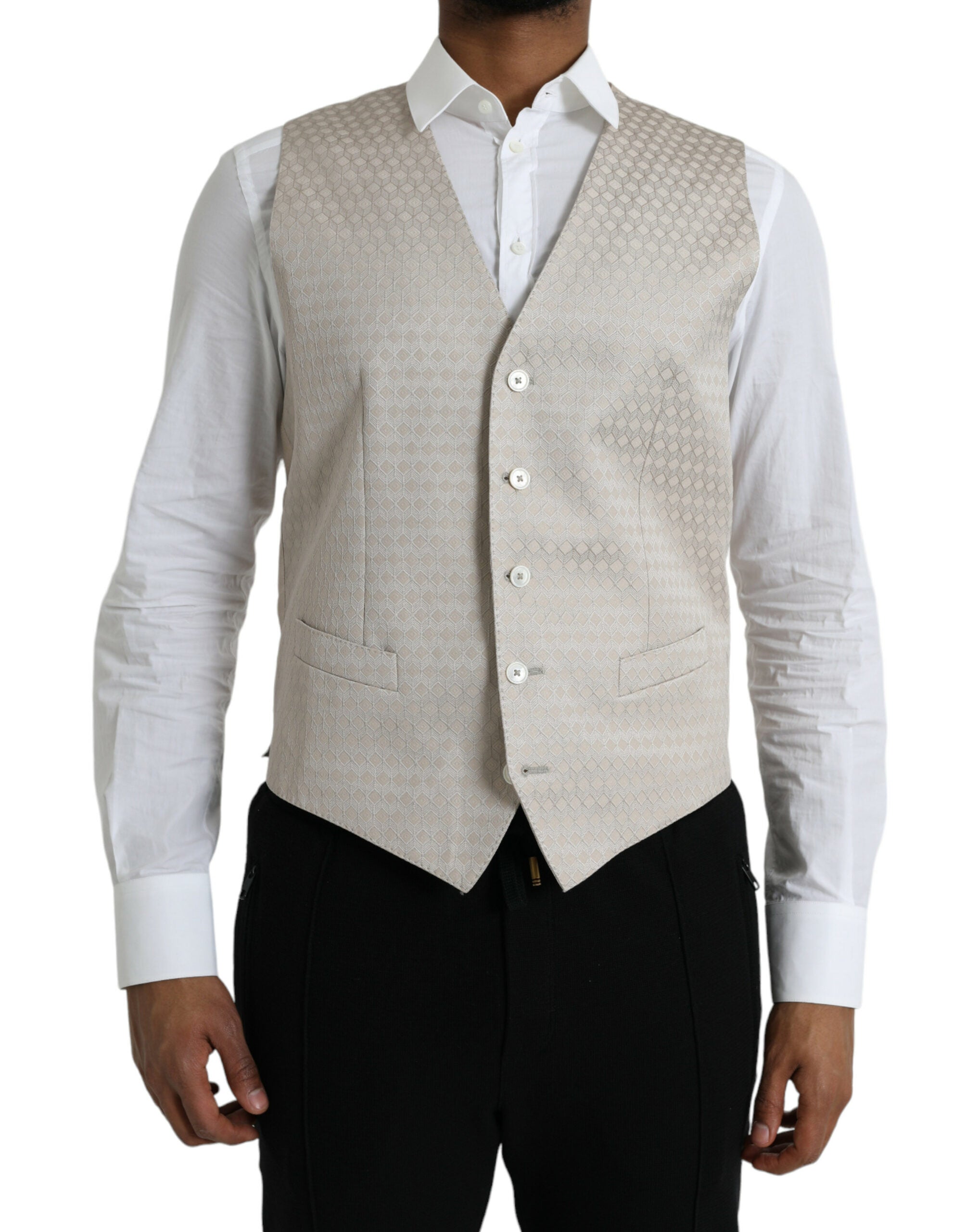 Dolce &amp; Gabbana – Weste aus cremefarbener Baumwolle, formelle Weste