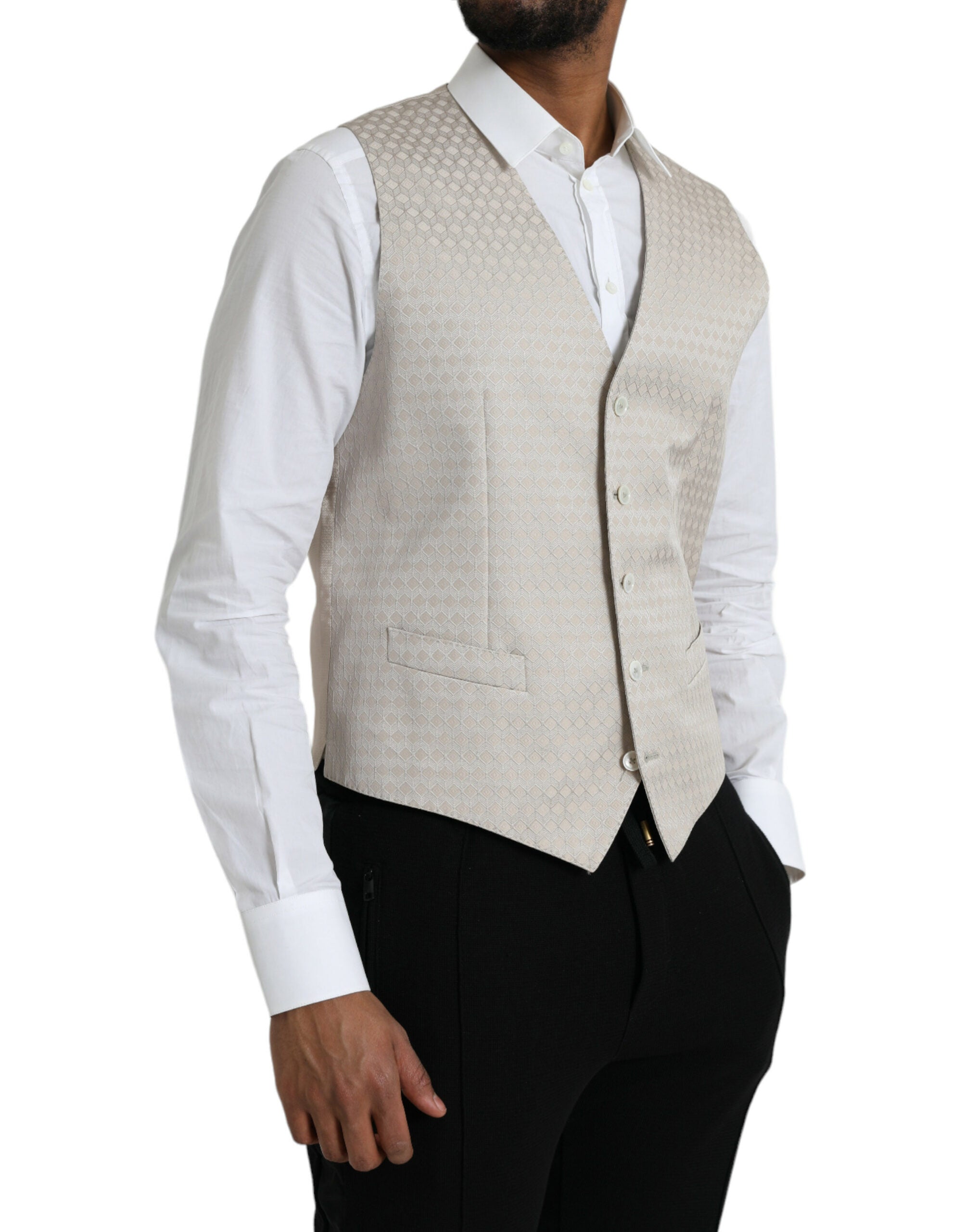 Dolce &amp; Gabbana – Weste aus cremefarbener Baumwolle, formelle Weste