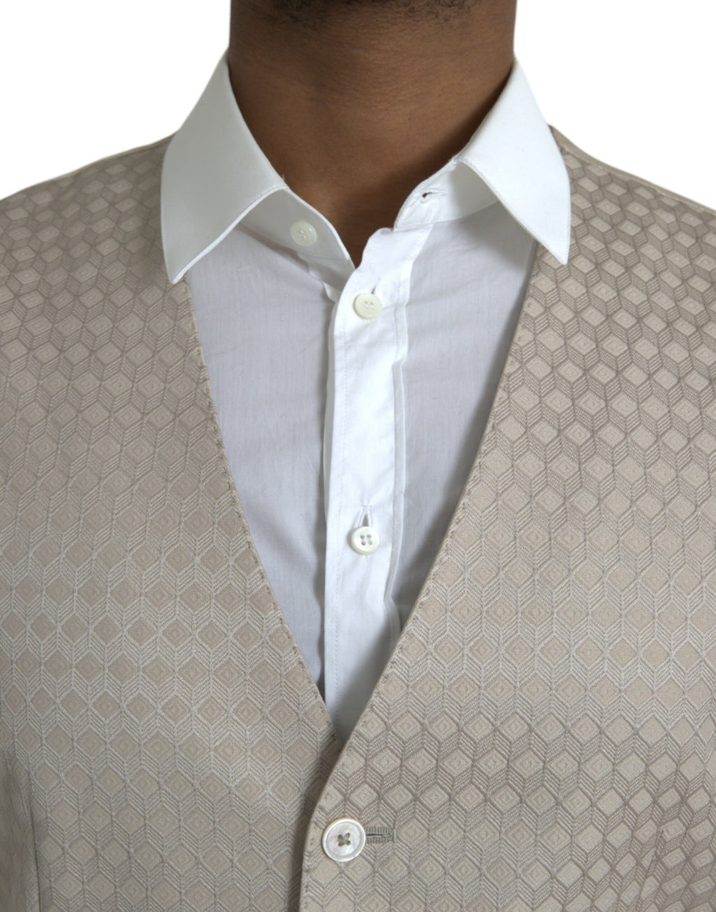 Dolce &amp; Gabbana – Weste aus cremefarbener Baumwolle, formelle Weste
