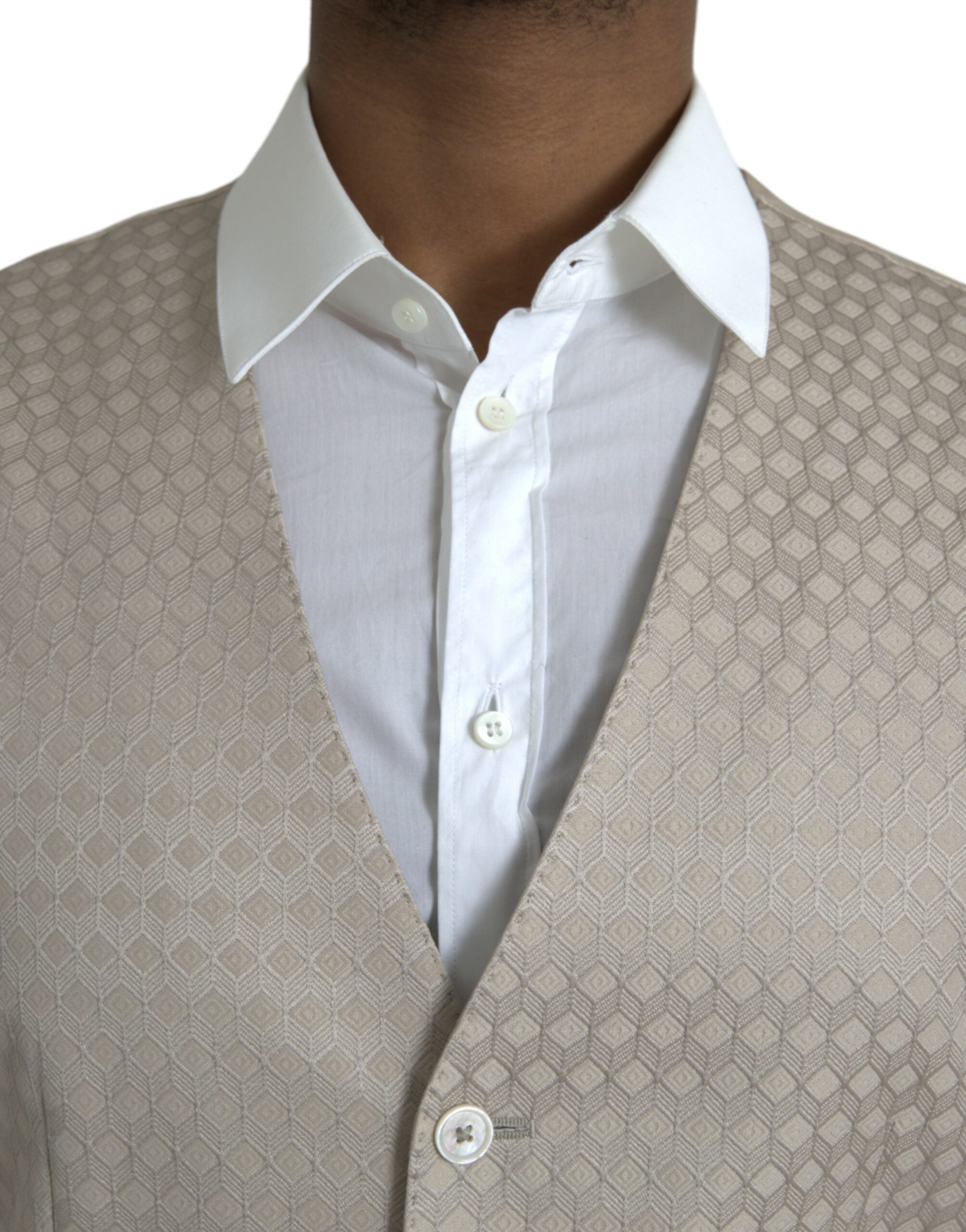 Dolce &amp; Gabbana – Weste aus cremefarbener Baumwolle, formelle Weste