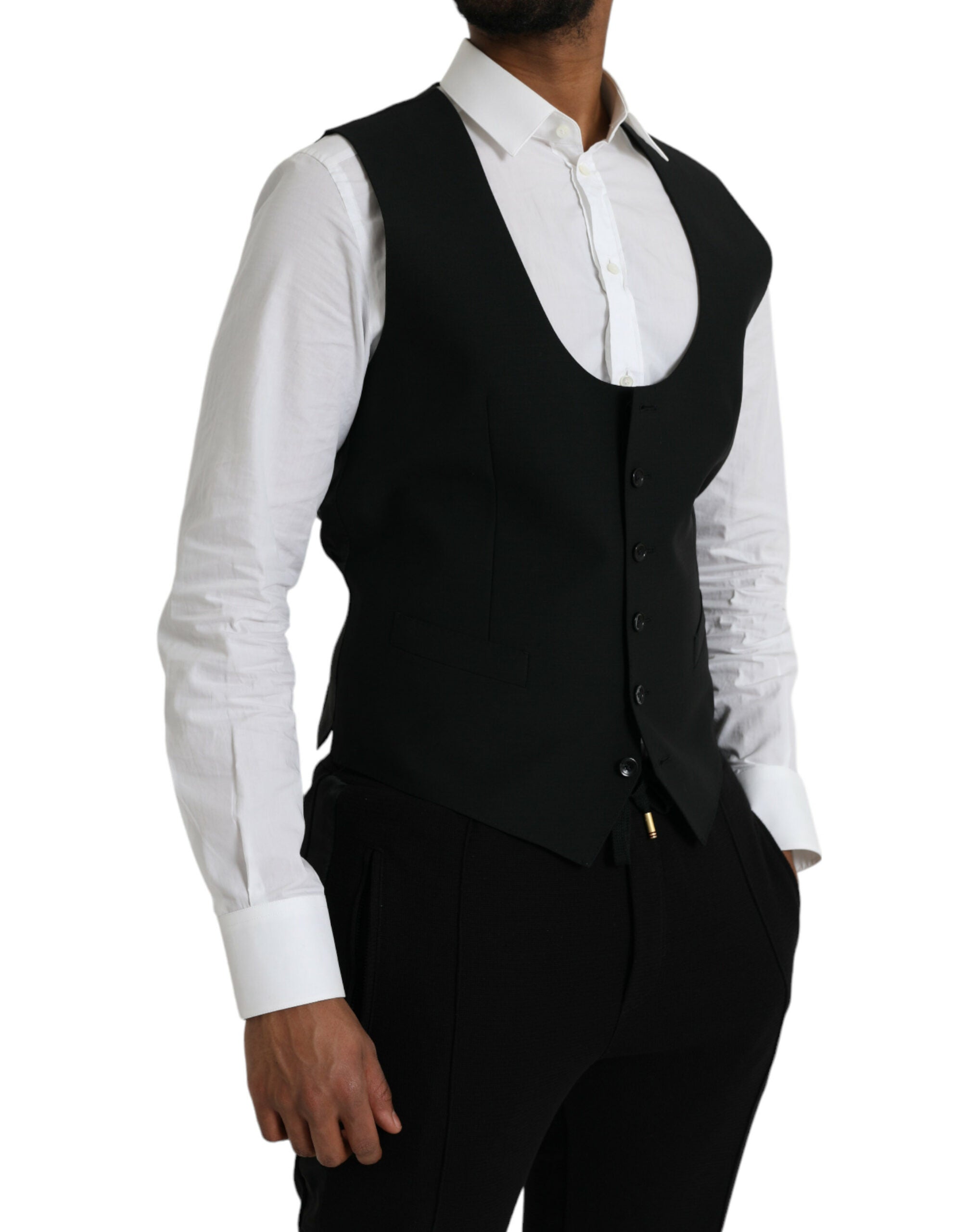 Dolce &amp; Gabbana Schwarze Wollweste, formelle Weste