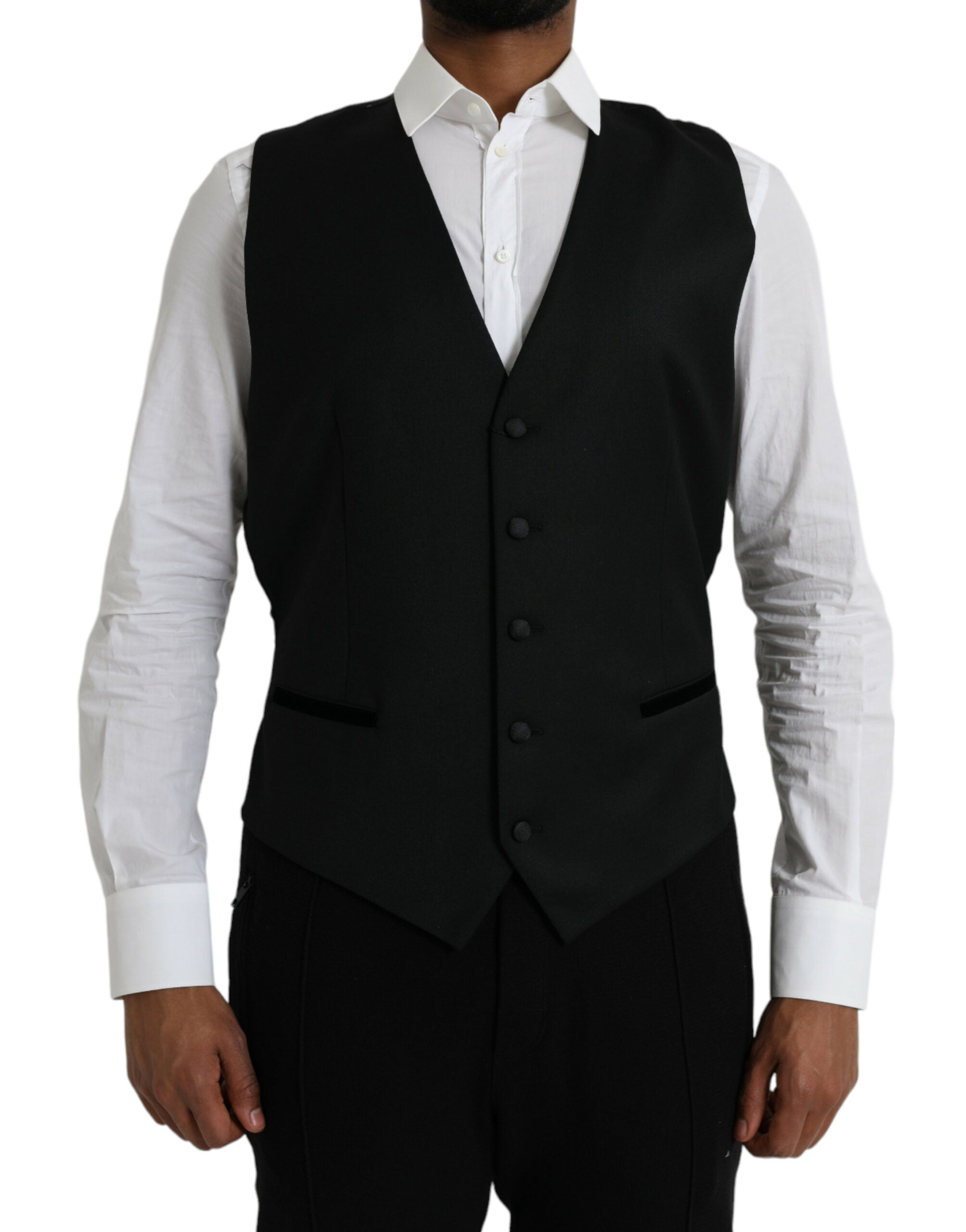 Dolce &amp; Gabbana Schwarze Seidenweste, formelle Weste