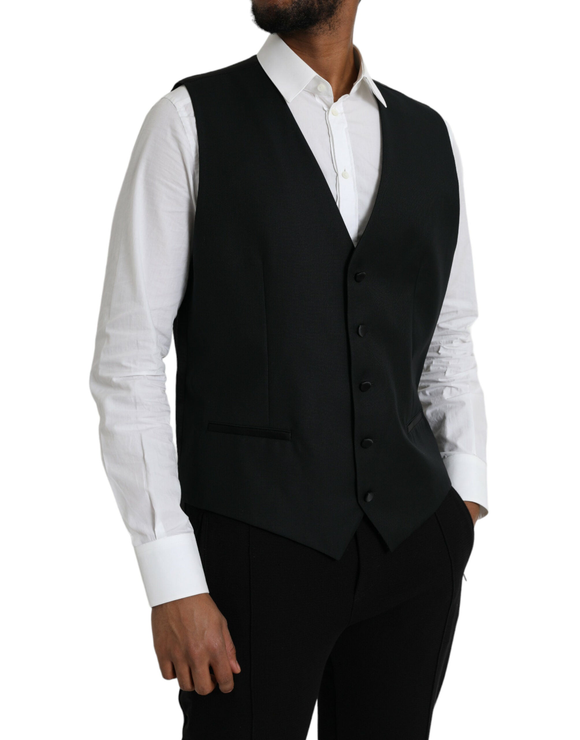 Dolce &amp; Gabbana Schwarze Wollweste, formelle Weste
