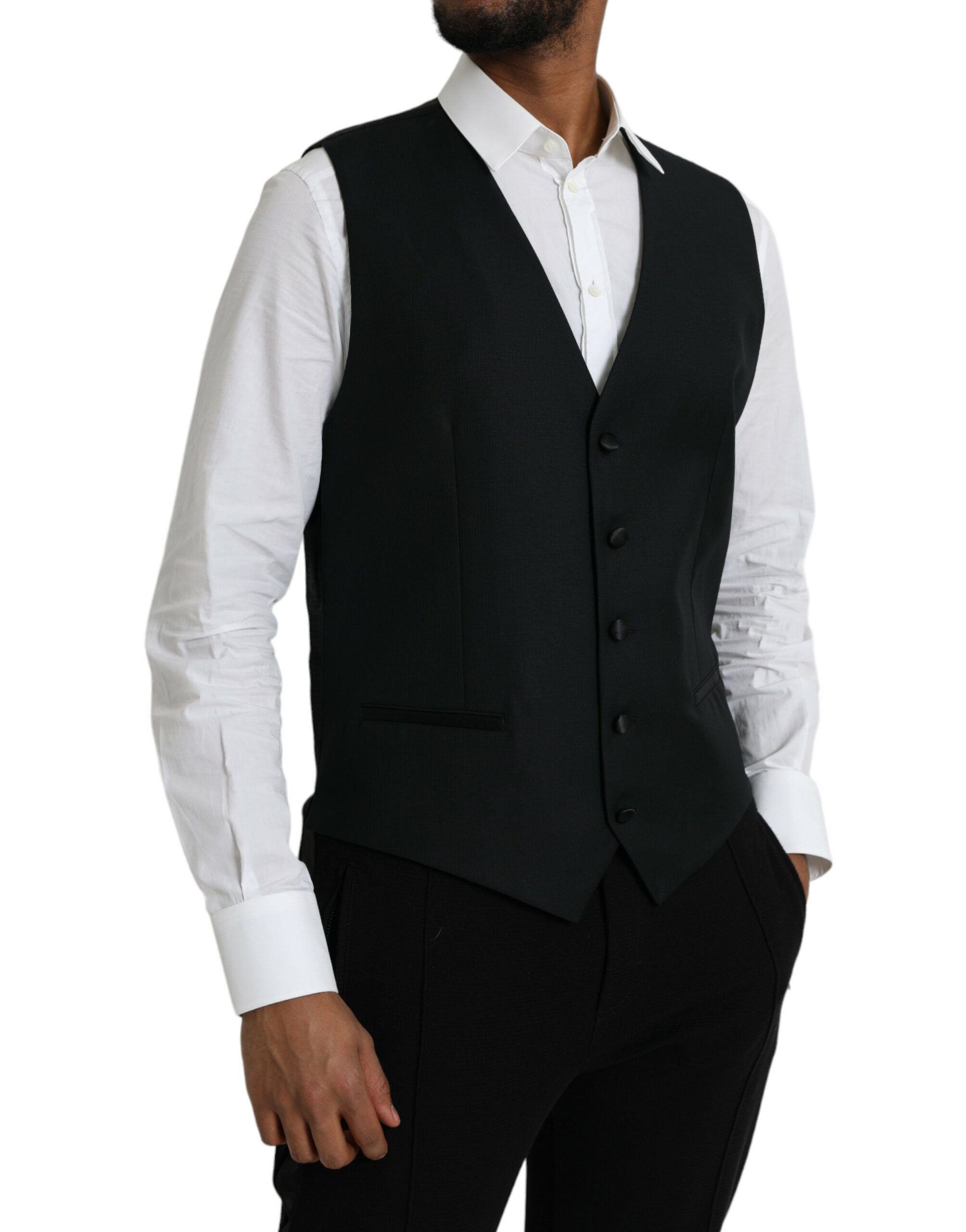 Dolce &amp; Gabbana Schwarze Wollweste, formelle Weste