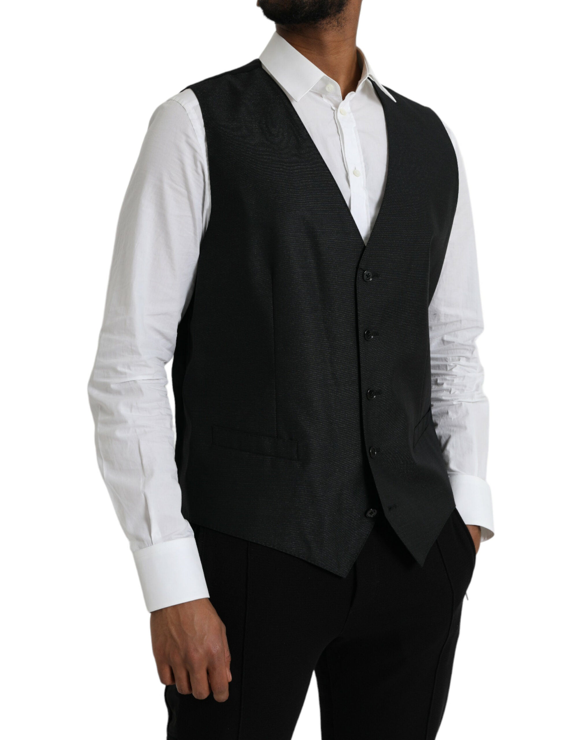 Dolce &amp; Gabbana Schwarze Wollweste, formelle Weste