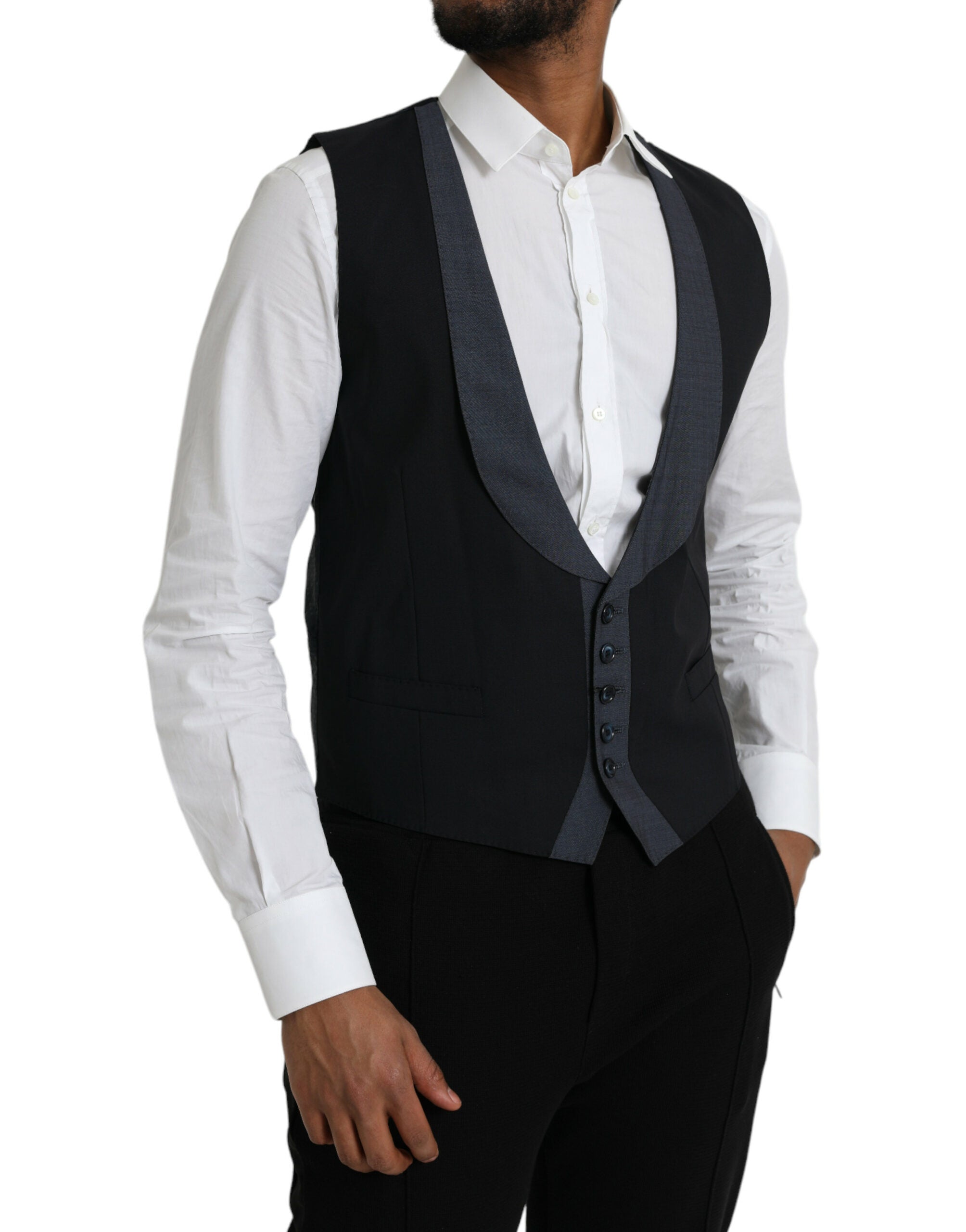 Dolce &amp; Gabbana Schwarze Wollweste, formelle Weste
