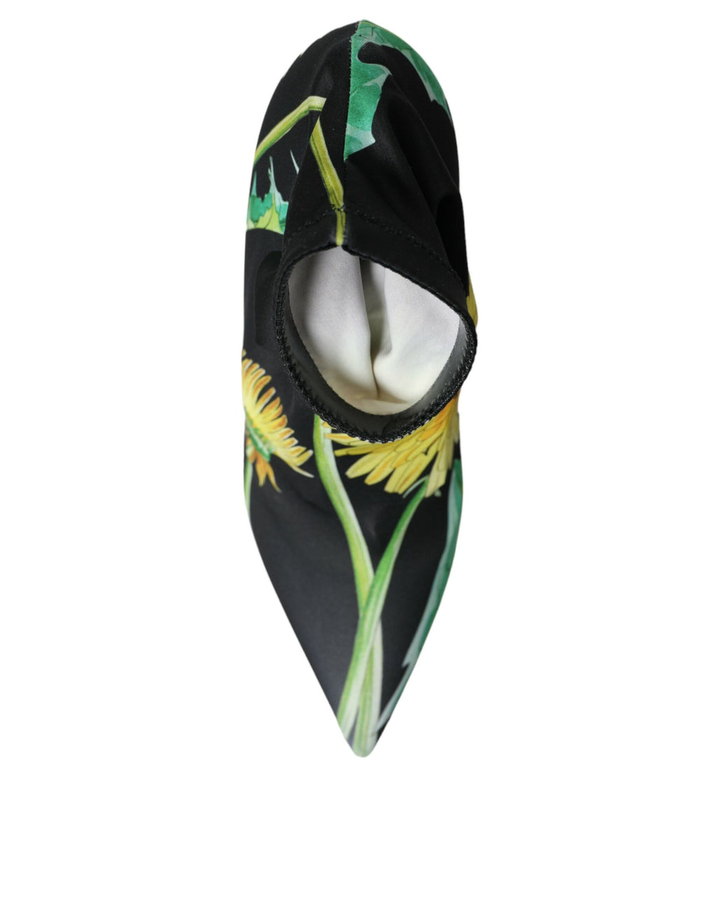 Dolce &amp; Gabbana Schwarze Jersey-Stretch-Stiefeletten mit Blumenmuster