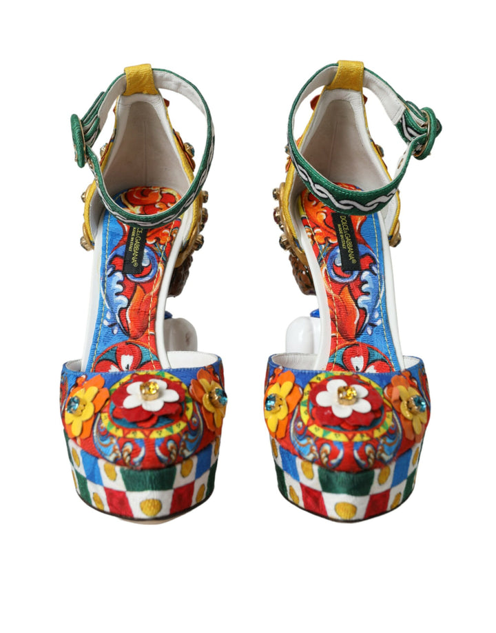 Mehrfarbige Carretto-Sandalen mit Verzierung von Dolce &amp; Gabbana