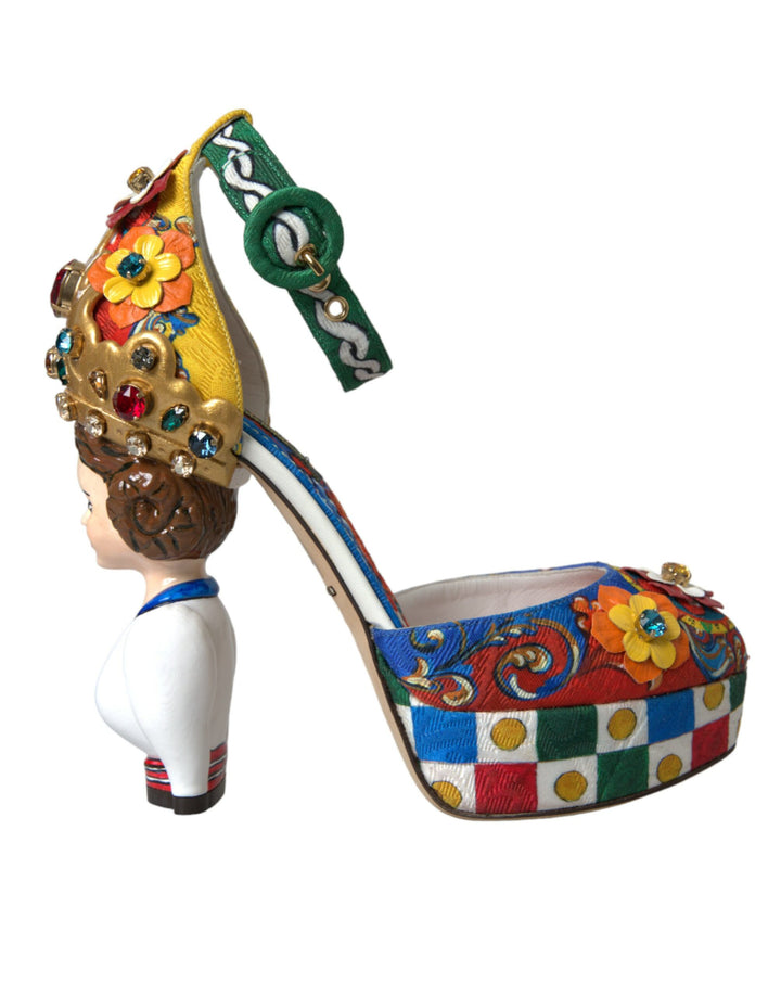 Mehrfarbige Carretto-Sandalen mit Verzierung von Dolce &amp; Gabbana