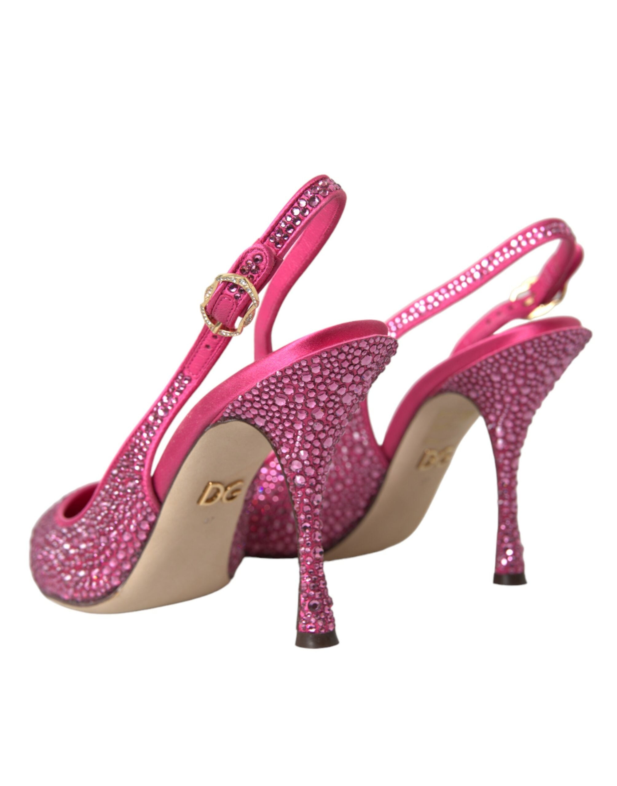 Dolce &amp; Gabbana Rosa Slingbacks Kristall Pumps Schuhe
