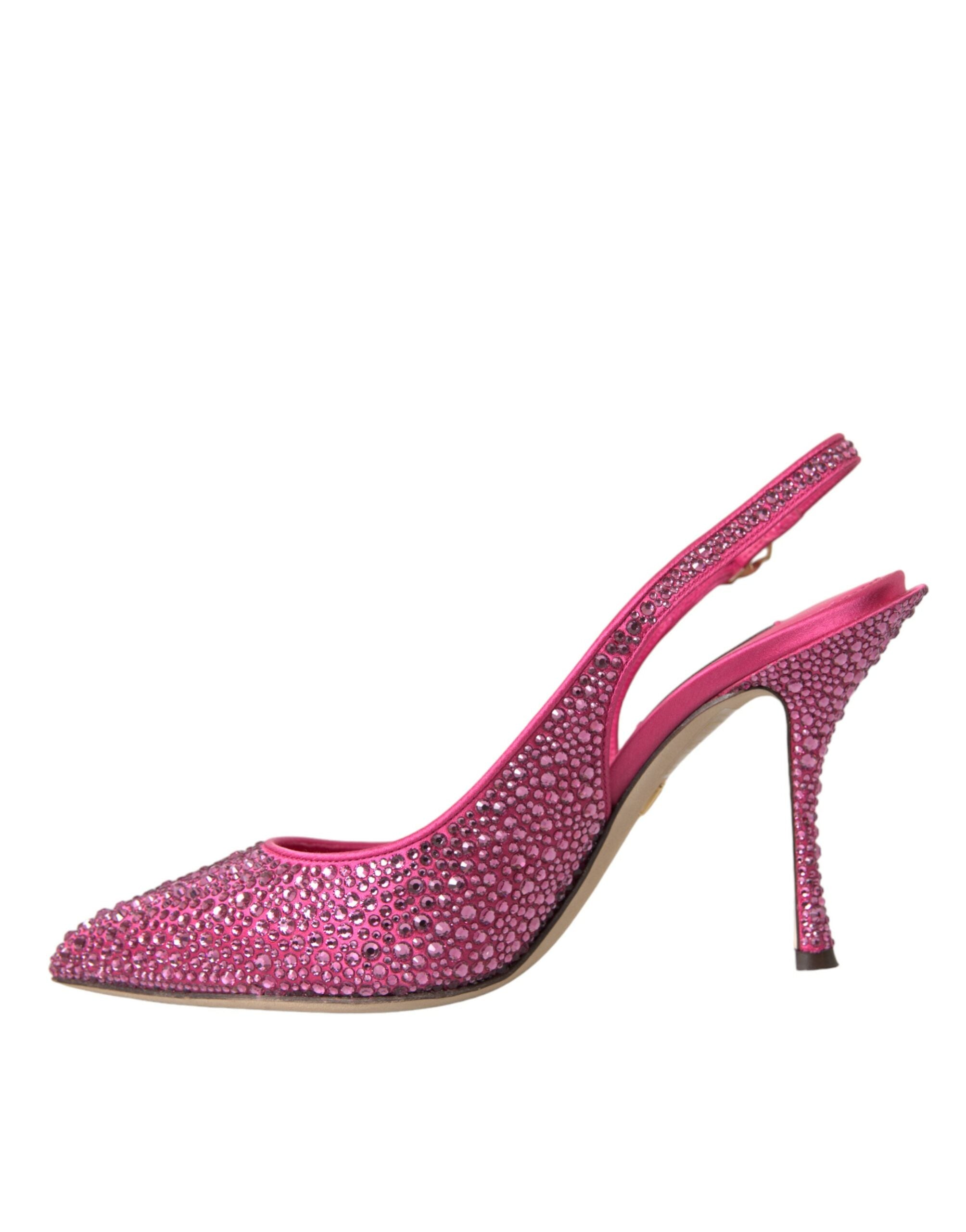 Dolce &amp; Gabbana Rosa Slingbacks Kristall Pumps Schuhe